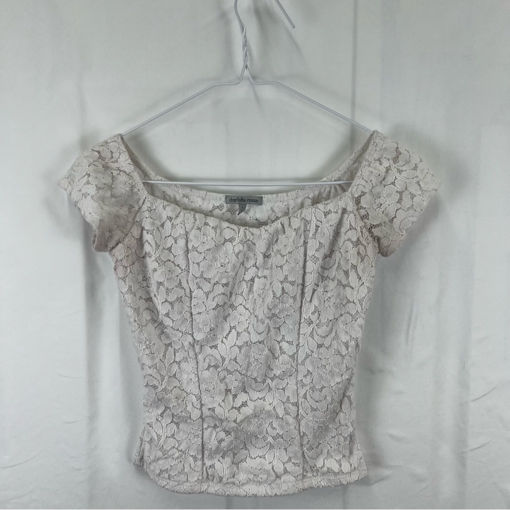 Charlotte Russe - Small - Women’s Shirt - Lace - Feminine - Cream
